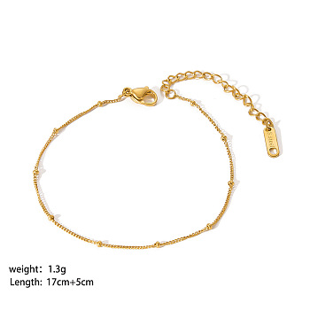 Stylish Titanium Steel Rolo Chain Bracelets for Women, Real 18K Gold Plated, 6-3/4 inch(17cm)