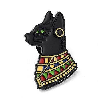 Black Baking Paint Zinc Alloy Brooches, Enamel Pins, for Backpack Cloth, Dog, 26x17x1.5mm