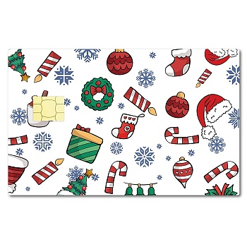 PVC Plastic Waterproof Card Stickers, Self-adhesion Card Skin for Bank Card Decor, Rectangle, Christmas Wreath, 186.3x137.3mm