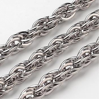304 Stainless Steel Rope Chains, Unwelded, Stainless Steel Color, 6mm