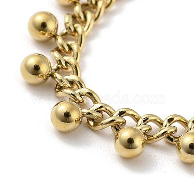 304 Stainless Steel Round Ball Charms Link Chain Bracelets(BJEW-G686-05G)-2