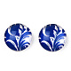Blue and White Floral Printed Glass Flatback Cabochons(X-GGLA-A002-12mm-XX)-4