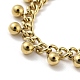 304 Stainless Steel Round Ball Charms Link Chain Bracelets(BJEW-G686-05G)-2