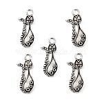 Tibetan Style Alloy Kitten Pendant Settings for Enamel, Cadmium Free & Nickel Free & Lead Free, Cat Shape, Antique Silver Color, Size: about 23mm long, 10mm wide, 1mm thick, hole: 2mm(X-PALLOY-A15359-AS-NF)