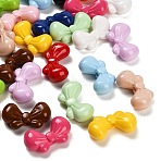 Baking Paint Opaque Acrylic Beads, Bowknot, Mixed Color, 14x25x8.5mm, Hole: 2.5mm(AC-CBAD9B6-03)