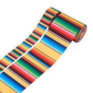 2Rolls 2 Styles Stripe Pattern Printed Polyester Grosgrain Ribbon, for DIY Bowknot Accessories, Colorful, 1roll/style(OCOR-TA0001-37F)