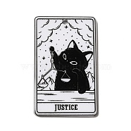 Tarot Theme Printed Acrylic Pendants, Rectangle with Cat Pattern Charms, Justice XI, 39x24x2.5mm, Hole: 1.8mm(X-MACR-G061-04M)