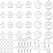 DIY Dog Paw Print Drop Earring Making Kit, Include 304 Stainless Steel Charms & Jump Rings & Earring Hooks, 201 Stainless Steel Pendants, Stainless Steel Color, Charms: 24pcs/set(DIY-BC0004-63)