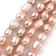 Natural Cultured Freshwater Pearl Beads Strands, Two Sides Polished, Grade 6A, PeachPuff, 4~5mm, Hole: 0.5mm, about 32pcs/strand, 7.09''(18cm)(PEAR-P062-24C)