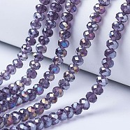 Electroplate Glass Beads Strands, AB Color Plated, Faceted, Rondelle, Indigo, 6x5mm, Hole: 1mm, about 83~85pcs/strand, 38~39cm(EGLA-A034-T6mm-B13)