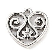 Tibetan Style Alloy Pendants, Heart, Antique Silver, 16x16x2mm, Hole: 1.6mm, about 393pcs/bag(PALLOY-P293-050AS)