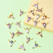 20Pcs 10 Styles Printed Alloy Pendants, with Enamel, Light Gold, Cattle Head, Mixed Color, 22x21x2.5mm, Hole: 1.8mm, 2pcs/style(ENAM-YW0003-86)