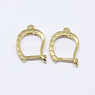 Brass Micro Pave AAA Cubic Zirconia Ear Harp Hoop Earring Findings,  with Latch Back Closure, Cadmium Free & Nickel Free & Lead Free, Real 18K Gold Plated, 18x13x2mm, Hole: 1mm, pin: 0.5mm(KK-F699-01G-NR)