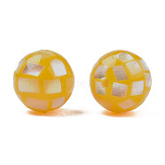 Natural Yellow Shell Beads, Round, 8mm, Hole: 1mm(SHEL-N026-189B-04)