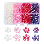 8 Style Bicone AB Color Plated Eco-Friendly Transparent Acrylic Beads, Mixed Color, 4~6x4~6mm, Hole: 1mm(TACR-YW0001-37A)