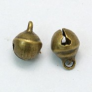 Brass Pendants, Lovely Small Bell Charms, Antique Bronze, about 6mm in diameter, hole: 2mm, about 10000pcs/bag(KK-C890-AB)