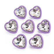 Crystal Rhinestone Heart Stud Earrings with 925 Sterling Silver Pins for Women, Medium Purple, 22x22mm, Pin: 0.6mm(MACR-S275-038B)