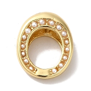 Oval Brass Frames, with ABS Plastic Imitation Pearl Beads, Lead Free & Cadmium Free, Real 18K Gold Plated, 17.5x14.5x6.5mm, Hole: 2.5mm, Inner Diameter: 10.5x8.5mm(KK-A225-02G)