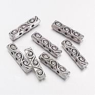 Tibetan Style Bar Spacers, Lead Free and Cadmium Free & Nickel Free, Rectangle, Antique Silver Color, about 18mm long, 4mm wide, 5mm thick, hole: 1.5mm(X-LF0481Y-NF)