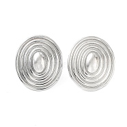 Oval Rack Plating Brass Studs Earrings for Women, Long-Lasting Plated, Lead Free & Cadmium Free, Platinum, 25x21mm(KK-Z038-22P)