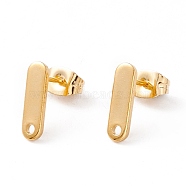 201 Stainless Steel Stud Earring Findings with Hole, 304 Stainless Steel Pins and Ear Nuts, Rectangle, Real 24K Gold Plated, 12x3.5mm, Hole: 1.4mm, Pin: 0.8mm(X-EJEW-A071-16G)