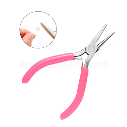 45# Carbon Steel Jewelry Pliers, Round Nose Pliers and Flat Nose Pliers, Platinum, Pink, 11.9x7.2x0.9cm(PT-S058-001)