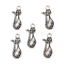 Tibetan Style Alloy Kitten Pendant Settings for Enamel, Cadmium Free & Nickel Free & Lead Free, Cat Shape, Antique Silver Color, Size: about 23mm long, 10mm wide, 1mm thick, hole: 2mm(X-PALLOY-A15359-AS-NF)