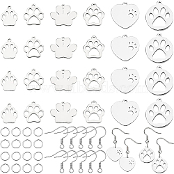 DIY Dog Paw Print Drop Earring Making Kit, Include 304 Stainless Steel Charms & Jump Rings & Earring Hooks, 201 Stainless Steel Pendants, Stainless Steel Color, Charms: 24pcs/set(DIY-BC0004-63)