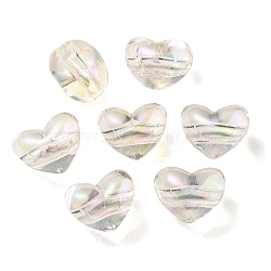 Two Tone UV Plating Transparent Acrylic European Beads, Large Hole Beads, Heart, Clear AB, 14.5x18.5x14mm, Hole: 4mm(OACR-F004-06H)