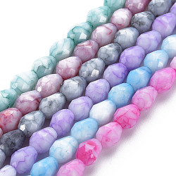 Opaque Baking Painted Glass Beads Strands, Imitation Stones, Faceted, Teardrop, Mixed Color, 7.5x6mm, Hole: 1.2mm, about 53~54pcs/strand, 15.75 inch~15.94 inch(40~40.5cm)(EGLA-N006-007)