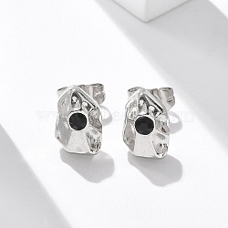 304 Stainless Steel Stud Earrings, with Rhinestone, Nuggest, Stainless Steel Color, 10x6.5mm(EJEW-F361-08P)