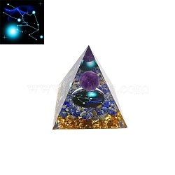 Orgonite Pyramid Resin Energy Generators, Reiki Natural Amethyste Inside for Home Office Desk Decoration, 60x60x60mm(PW-WGB439A-01)