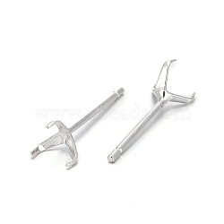 925 Sterling Silver Earrings Settings, Silver, Tray: 4mm, 14x5mm, Pin: 0.6mm(STER-P032-11S)