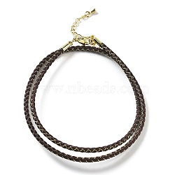 Polyester Cord Braided Necklace Makings, with Brass Findings, Stainless Steel Clasps, Long-Lasting Plated, Golden, Coconut Brown, 18-3/4 inch(47.5cm)(MAK-L043-03G-18)