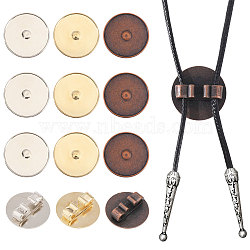 12Pcs 3 Colors Alloy Bolo Tie Slides Clasp Cabochon Settings, Blank Bolo Tie Slides Low Profile Accessories, Flat Round, Mixed Color, Tray: 20mm, 23x7.5mm, 4pcs/color(FIND-CA0008-91)