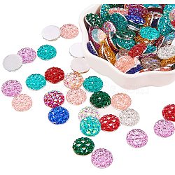 Resin Cabochons, Bottom Silver Plated, Half Round/Dome, Mixed Color, 12x3mm, 10pcs/color, 130pcs/box(PH-CRES-G015-01-WH)