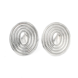 Oval Rack Plating Brass Studs Earrings for Women, Long-Lasting Plated, Lead Free & Cadmium Free, Platinum, 25x21mm(KK-Z038-22P)