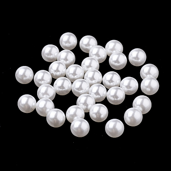 Eco-Friendly Plastic Imitation Pearl Beads, High Luster, Grade A, No Hole Beads, Round, White, 3mm
