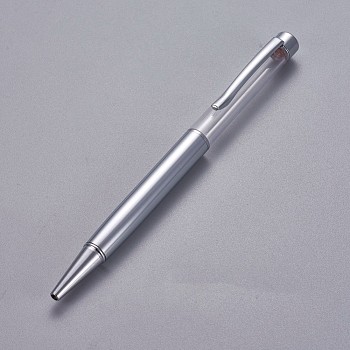Creative Empty Tube Ballpoint Pens, with Black Ink Pen Refill Inside, for DIY Glitter Epoxy Resin Crystal Ballpoint Pen Herbarium Pen Making, Silver, Silver, 140x10mm