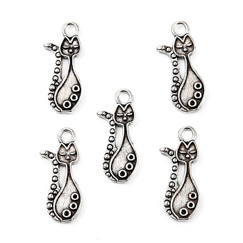 Tibetan Style Alloy Kitten Pendant Settings for Enamel, Cadmium Free & Nickel Free & Lead Free, Cat Shape, Antique Silver Color, Size: about 23mm long, 10mm wide, 1mm thick, hole: 2mm