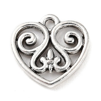 Tibetan Style Alloy Pendants, Heart, Antique Silver, 16x16x2mm, Hole: 1.6mm, about 393pcs/bag