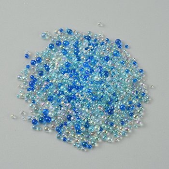 Glass Beads, Round, No Hole, Royal Blue, 2~3mm, about 7500pcs/450g, 450g/bag