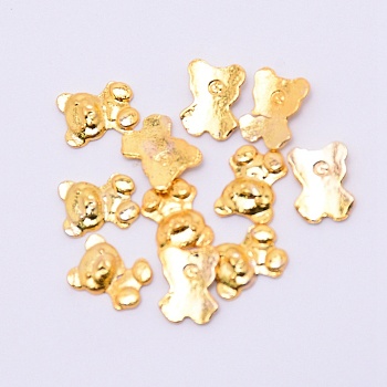 Alloy Cabochons, Epoxy Resin Supplies Filling Accessories, for Resin Jewelry Making, Cadmium Free & Lead Free, Bear Shape, Golden, 8x6x1.5mm