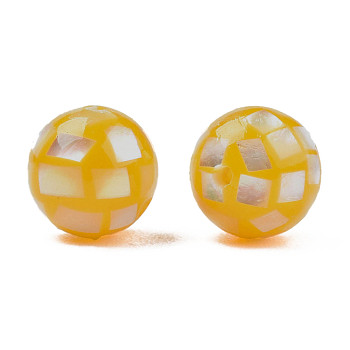 Natural Yellow Shell Beads, Round, 8mm, Hole: 1mm