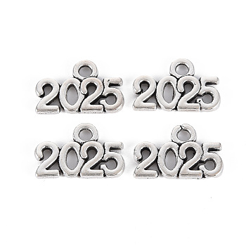 Tibetan Style Alloy Charms, Lead Free & Cadmium Free, Word 2025, Antique Silver, 9x14x1.5mm, Hole: 1.6mm