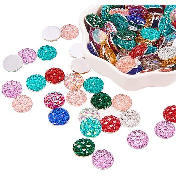 Resin Cabochons, Bottom Silver Plated, Half Round/Dome, Mixed Color, 12x3mm, 10pcs/color, 130pcs/box