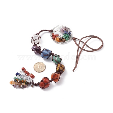 Chakra Natural Mixed Gemstone Woven Pendant Decorations(HJEW-JM00660)-2