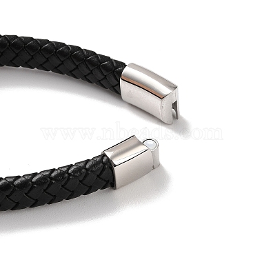 geflochtene Armbänder aus schwarzem PU-Leder für Herren(BJEW-K243-23P)-4