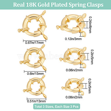 9Pcs 3 Styles Rack Plating Brass Spring Clasps(KK-BBC0005-66)-2