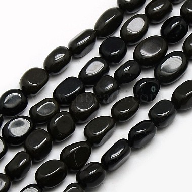 8mm Black Nuggets Obsidian Beads